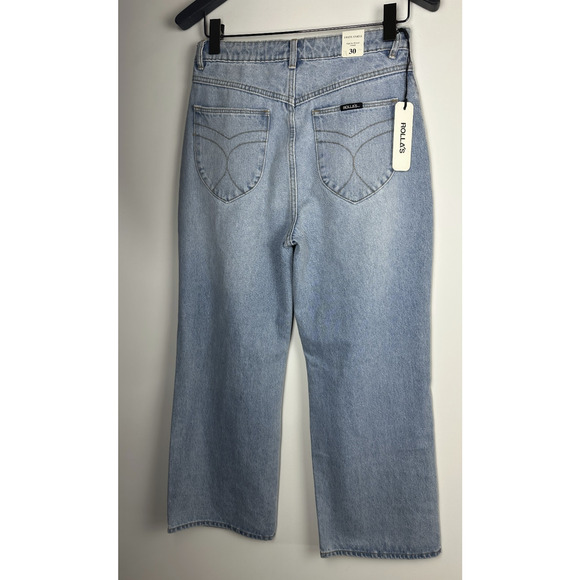 NWT Rollas Heidi Ankle Old Stone Jeans Blue Denim Distressed High Rise Size 30 - Picture 12 of 16